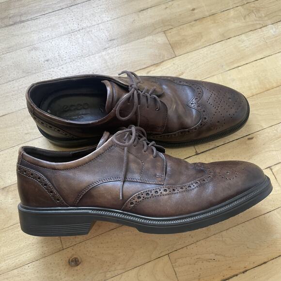 Ecco Helsinki 2 Men’s Brown Leather Wing Tip Dress Shoes Comfort 45 US 11 EUC - Picture 1 of 13